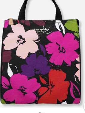 Kate Spade Black and Pink Floral insulated lunch bag